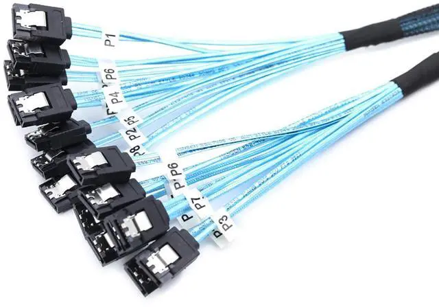 Alt view image 3 of 7 - 8X SATA 7Pin Female to 8X SATA 7Pin Female Cable, 12Gbps High-Speed SSD Hard Drive Data Cable \u2013 Compatible with Server, RAID Controller, Workstation, Storage Expansion (1m/39.37in)