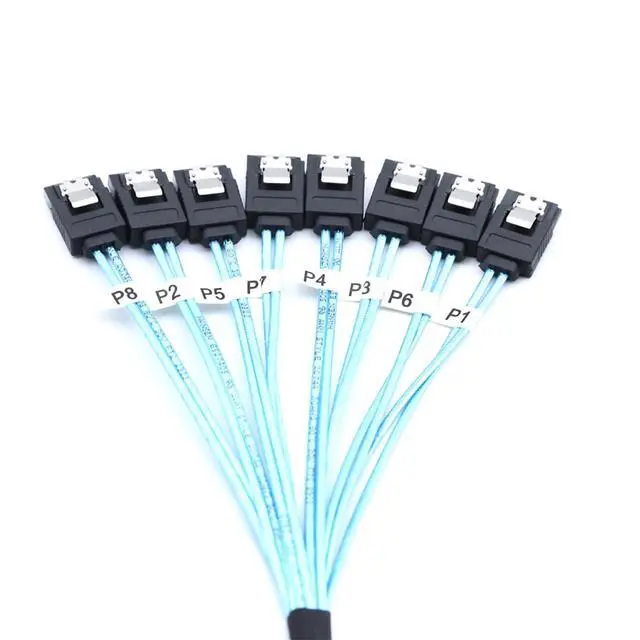 Alt view image 5 of 7 - 8X SATA 7Pin Female to 8X SATA 7Pin Female Cable, 12Gbps High-Speed SSD Hard Drive Data Cable \u2013 Compatible with Server, RAID Controller, Workstation, Storage Expansion (1m/39.37in)