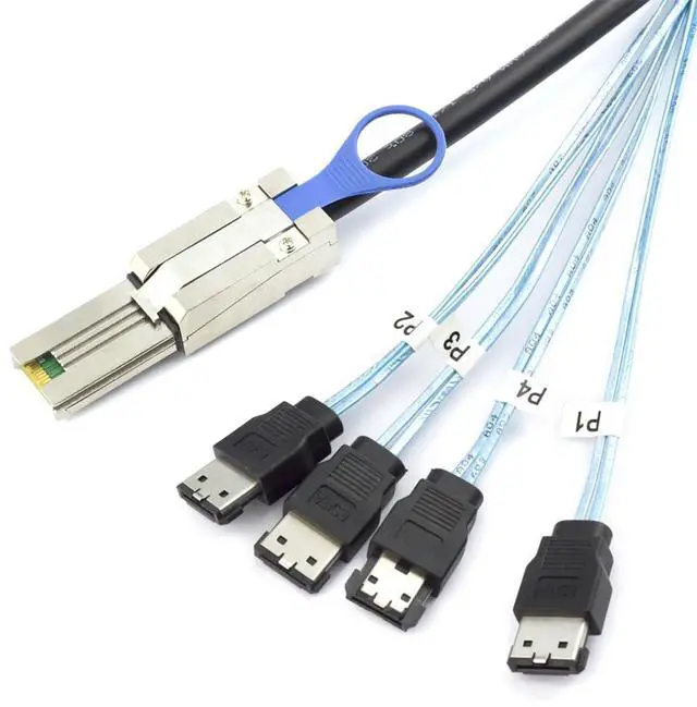 Main image of Mini SAS HD SFF-8088 26P to 4×eSATA 7P Female External Server Hard Drive Cable, 28AWG 6G High-Speed Copper Wire Harness (2M/78.74)