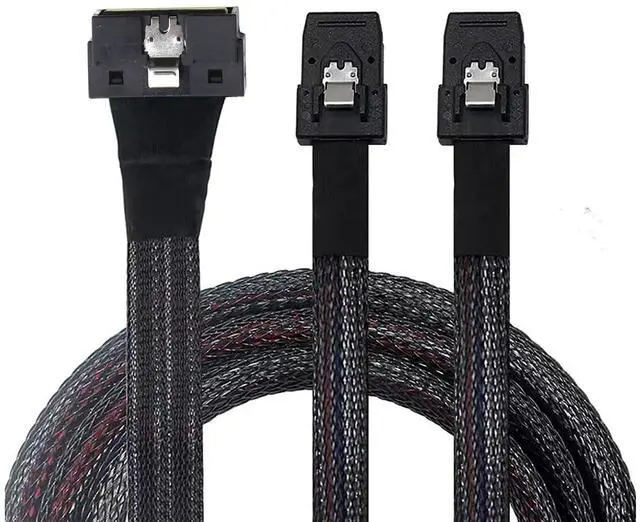 Alt view image 2 of 6 - PCIe Slimline LP Low Profile SFF-8654 8i to 2X SFF-8087 Internal Server Cable  30AWG 12Gbps High Speed Breakout Harness (0.5M/19.68in)