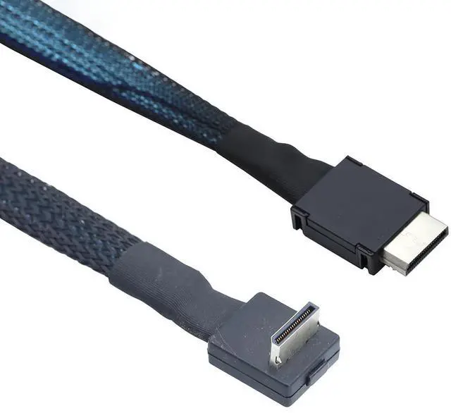 Main image of PCIe Oculink SFF-8611 4I 42P to SFF-8611 4I 90° High-Speed Server Cable, 32AWG 24G Copper Wire Harness (0.5M/19.68in)