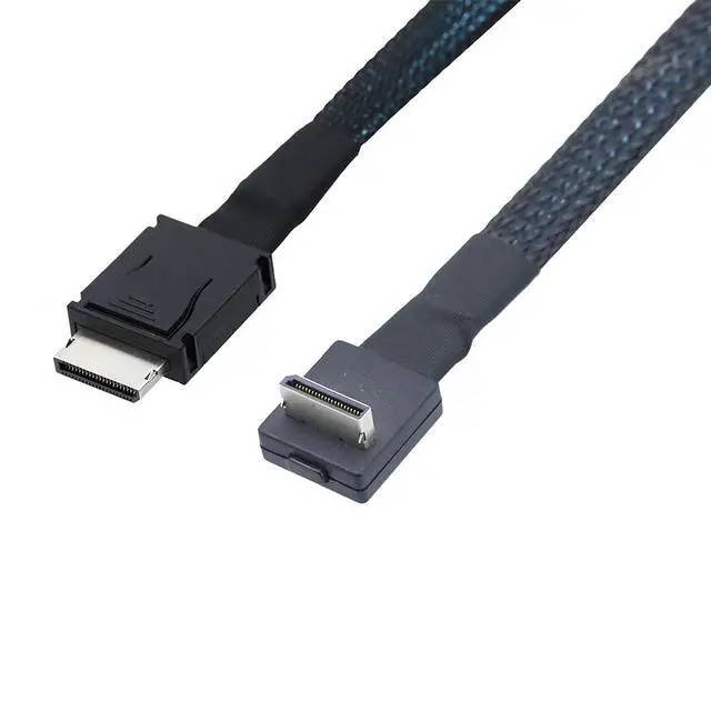 Alt view image 3 of 6 - PCIe Oculink SFF-8611 4I 42P to SFF-8611 4I 90° High-Speed Server Cable, 32AWG 24G Copper Wire Harness (0.5M/19.68in)