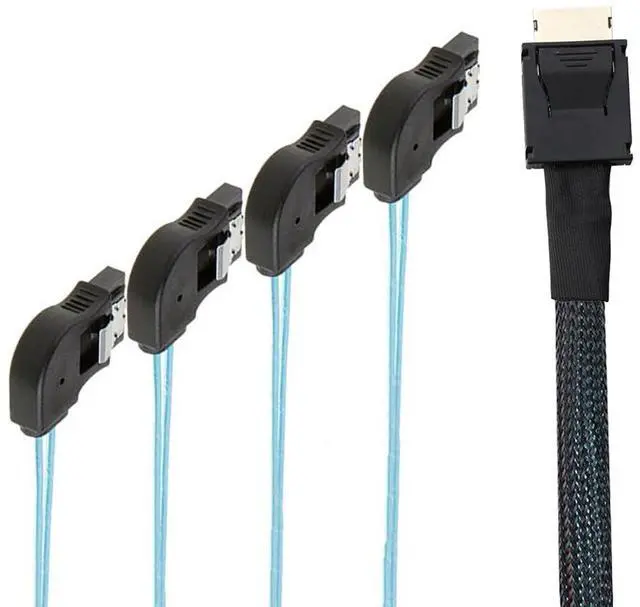 Alt view image 4 of 5 - OCuLink PCI-Express SAS SFF-8611 4i to SATA 7P Right Angle Server Hard Drive Cable  32AWG 12Gbps High Speed Internal Harness (1M)