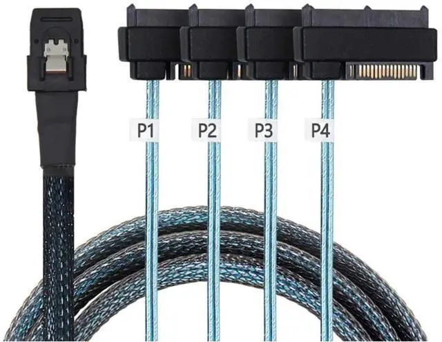 Alt view image 5 of 5 - Mini SAS 8087 to SAS SFF-8482 Internal Server Cable with SATA Power, 30AWG 12G High-Speed Copper Wire Harness (1m/39.37in)