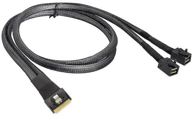 Alt view image 4 of 6 - Mini SlimSAS SFF-8654 8i 4.0 to Dual SAS HD 8643 Cable \u2013 32AWG 24G High-Speed Anti-Misdirection Server Interconnect (0.5M)