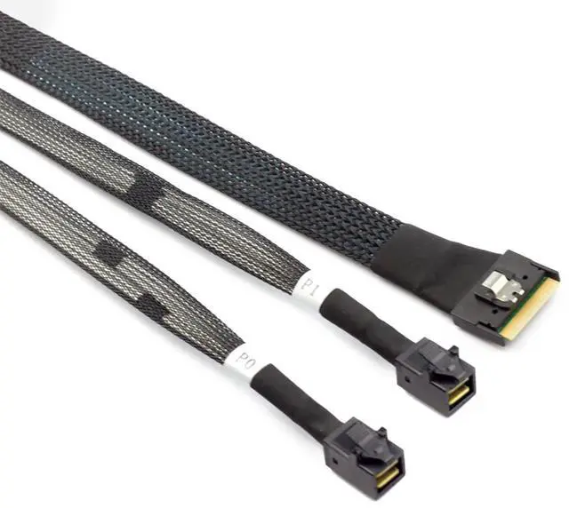 Alt view image 5 of 6 - Mini SlimSAS SFF-8654 8i 4.0 to Dual SAS HD 8643 Cable \u2013 32AWG 24G High-Speed Anti-Misdirection Server Interconnect (0.5M)