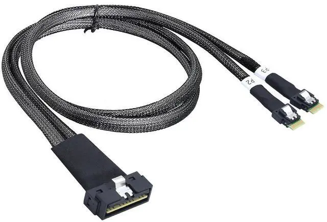 Alt view image 4 of 6 - PCIe SlimSAS LP Low Profile SFF-8654 8i to Dual SFF-8654 4i Cable \u2013 12G High-Speed Server Interconnect (0.5M)