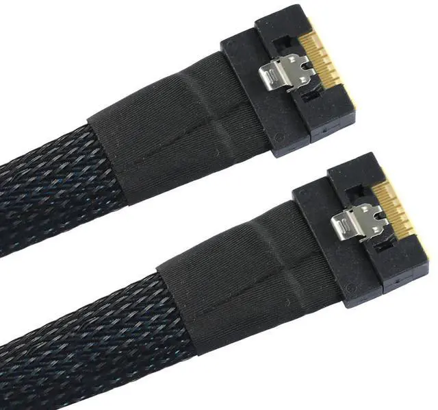 Alt view image 2 of 6 - SlimSAS SFF-8654 8i 8X 4.0 Cable \u2013 32AWG 24G High-Speed Server Interconnect with Anti-Misdirection Design (1M)