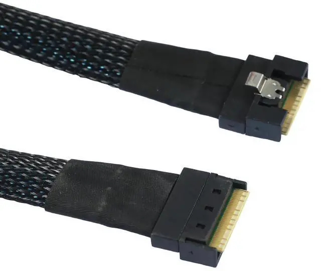 Main image of SlimSAS SFF-8654 8i 8X 4.0 Cable \u2013 32AWG 24G High-Speed Server Interconnect with Anti-Misdirection Design (1M)
