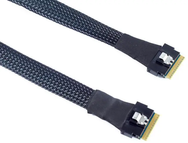 Alt view image 4 of 5 - Slimline SAS 4.0 SFF-8654 8i 74pin Cable PCI-E Ultraport Extension \u2013 32AWG 24G High-Speed Server Interconnect (1M)