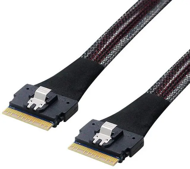 Alt view image 2 of 5 - Slimline SAS 4.0 SFF-8654 8i 74pin Cable PCI-E Ultraport Extension \u2013 32AWG 24G High-Speed Server Interconnect (1M)