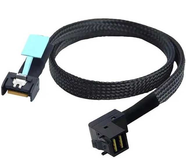 Alt view image 3 of 6 - Gen5 MCIO Slimline SFF-8654 4i to HD SFF-8643 90-Degree Cable \u2013 12G High-Speed Server Interconnect (0.8M)