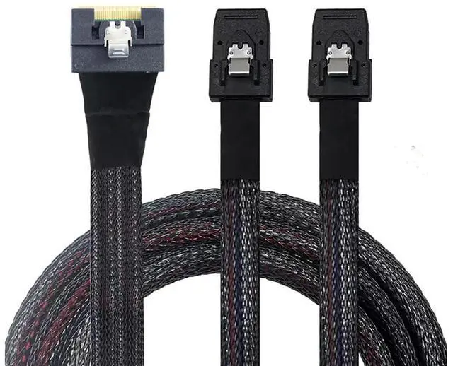 Main image of SlimSAS SFF-8654 8i 4.0 to Dual SAS 8087 Cable \u2013 32AWG 24G High-Speed Server Internal Cable with Anti-Misdirection Design (0.8M)