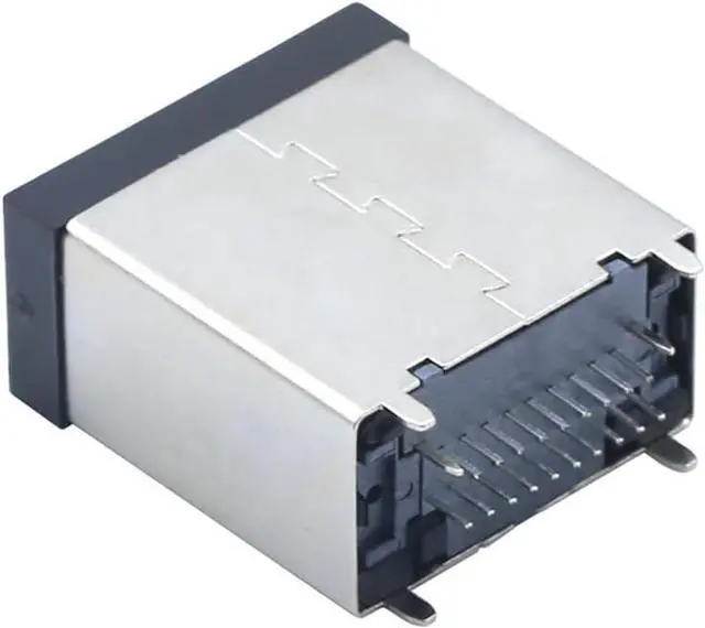 Main image of E Type Connector 19Pin Female 180Degree Adapter  Compatible with HDMI, 8K High-Definition Anti-Vibration Board Mount for Automotive and Industrial Applications