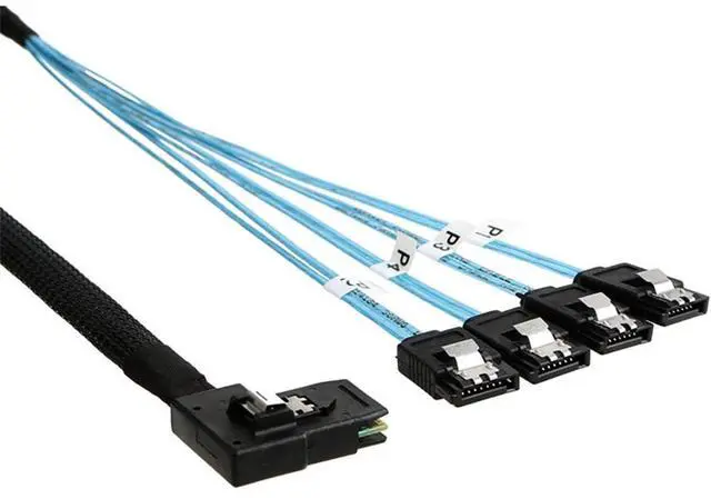 Alt view image 3 of 5 - Mini SAS 8087 Left Angle to 4* SATA Straight Female Internal Server Cable \u2013 30AWG High Speed Data Transfer Cord, 10 Ohm Impedance (0.5M)