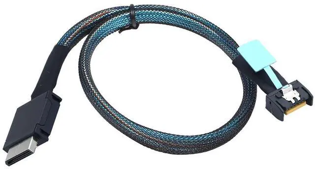 Alt view image 4 of 6 - Gen5 PCIe MCIO Slimline SFF 8654 4i to Oculink SFF 8611 4i Server Cable \u2013 24Gbps High Speed Data Harness, 85 Ohm Impedance (0.8M)