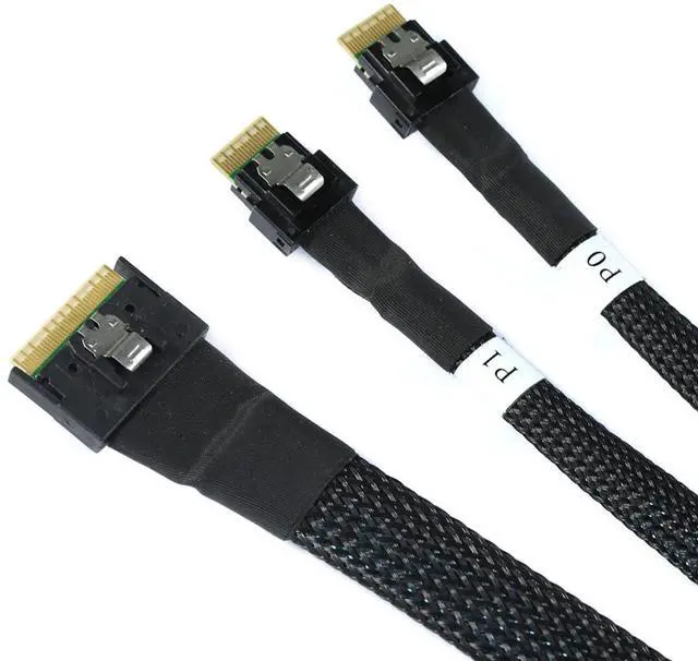 Alt view image 6 of 6 - Slimline SAS SFF 8654 8i to Dual SFF 8654 4i Server Cable with Anti-Misplug Design  12Gbps High Speed 32AWG Data Transfer Cord, 10 Ohm Impedance (1M)
