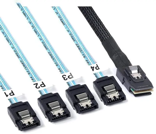 Main image of Mini SAS 8087 to 4* SATA 7 Pin Female Internal Server Cable \u2013 30AWG High Speed Data Transfer Cord with 10 Ohm Impedance (0.5M)