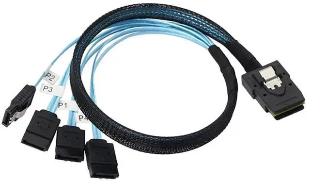 Alt view image 4 of 5 - Mini SAS 8087 to 4* SATA 7 Pin Female Internal Server Cable \u2013 30AWG High Speed Data Transfer Cord with 10 Ohm Impedance (0.5M)