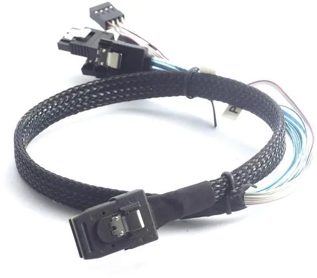 Alt view image 3 of 6 - Mini SAS 8087 to 4* SATA Internal Server Cable with Sideband\u2013 12Gbps High Speed 30AWG Copper Data Transfer Cord, 10 Ohm Impedance (0.5M)