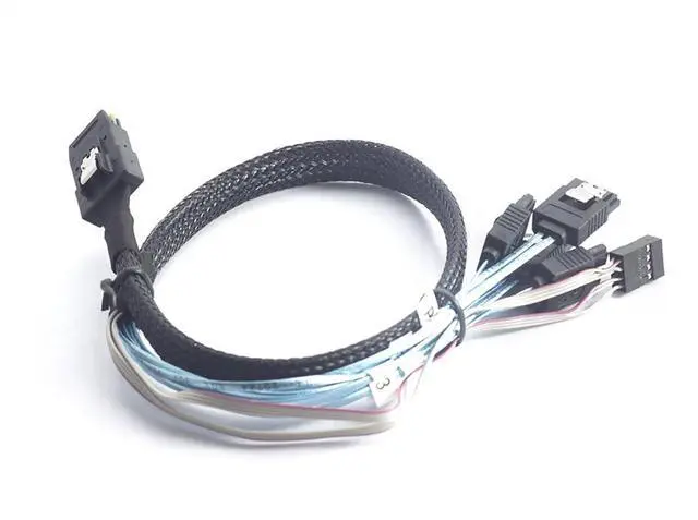 Alt view image 4 of 6 - Mini SAS 8087 to 4* SATA Internal Server Cable with Sideband\u2013 12Gbps High Speed 30AWG Copper Data Transfer Cord, 10 Ohm Impedance (0.5M)