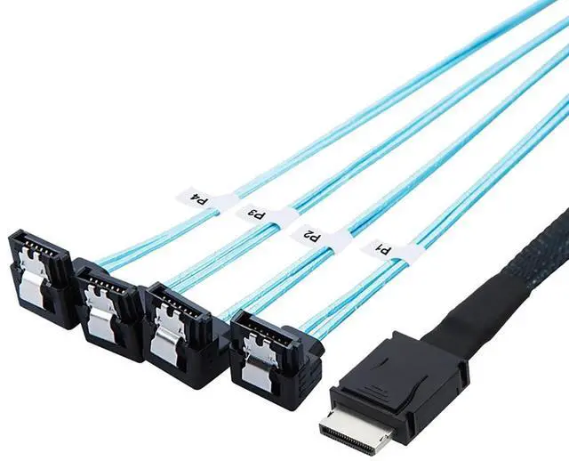 Alt view image 6 of 6 - OCuLink PCIe SAS SFF-8611 4i to SATA 7P 90 Degree Cable \u2013 12Gbps High Speed Server Hard Drive Connection, 32AWG Low-Loss Wire (0.5M)
