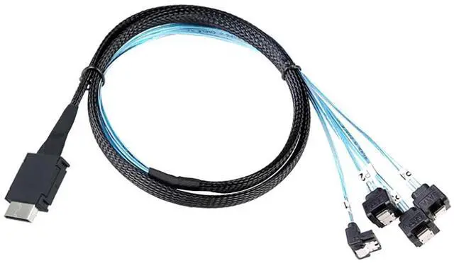 Alt view image 5 of 6 - OCuLink PCIe SAS SFF-8611 4i to SATA 7P 90 Degree Cable \u2013 12Gbps High Speed Server Hard Drive Connection, 32AWG Low-Loss Wire (0.5M)