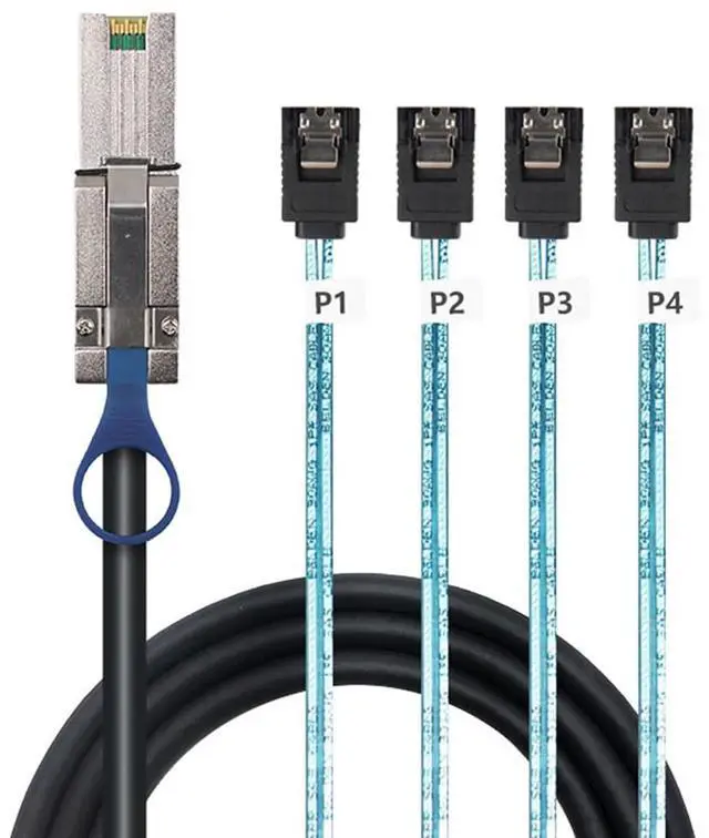 Alt view image 3 of 5 - Mini SAS HD SFF-8088 26P to 4X SATA 7P Female Cable \u2013 6Gbps High Speed Server Hard Drive Connection Cable, 28AWG, 10 Ohm (0.5M)