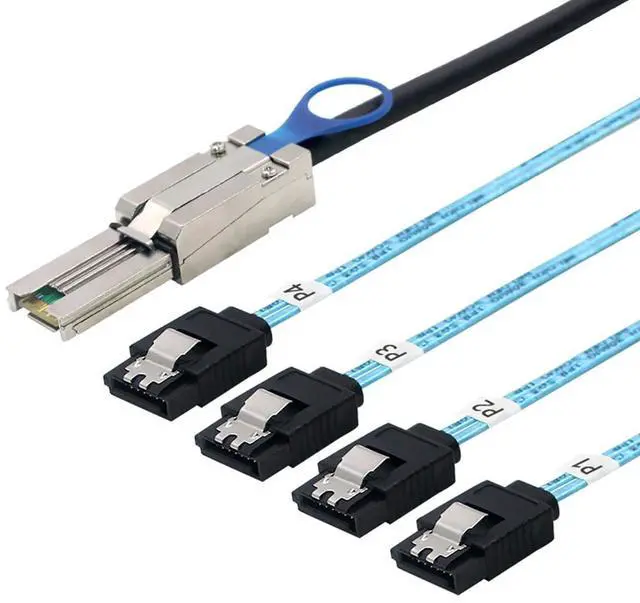 Alt view image 5 of 5 - Mini SAS HD SFF-8088 26P to 4X SATA 7P Female Cable \u2013 6Gbps High Speed Server Hard Drive Connection Cable, 28AWG, 10 Ohm (0.5M)