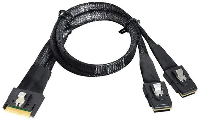 Alt view image 2 of 6 - SlimSAS SFF-8654 8i 74P to 2X SAS SFF-8087 Cable \u2013 12Gbps High Speed Internal Server Connection, Anti-Misplug Design, 32AWG 85 Ohm (0.8M)