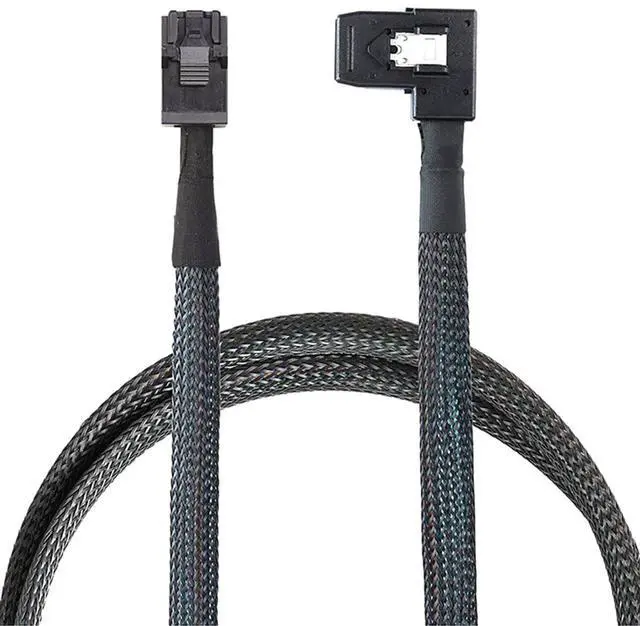 Main image of Mini SAS HD SFF-8643 4i to SAS SFF-8087 Right Angle Cable \u2013 High Speed Internal Server Connection Cable, 30AWG, 10 Ohm (0.5M)