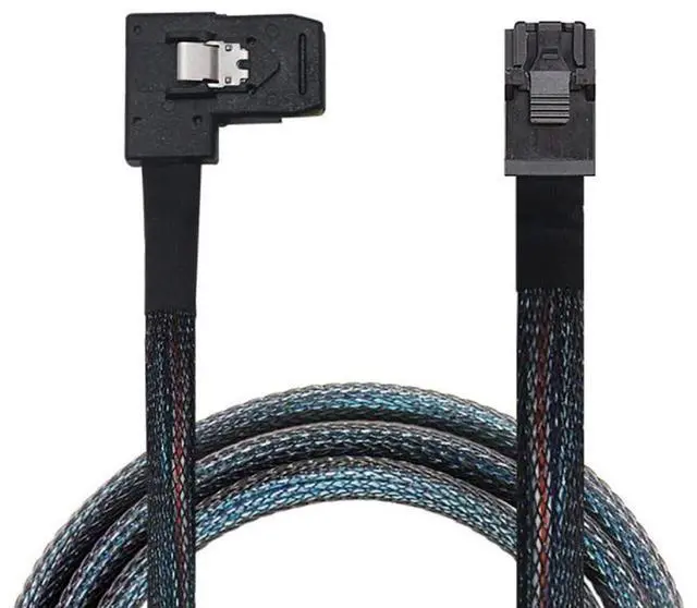 Main image of Mini SAS HD SFF-8643 4i to SAS SFF-8087 Right Angle Cable  High Speed Internal Server Connection Cable, 30AWG, 10 Ohm (1M)