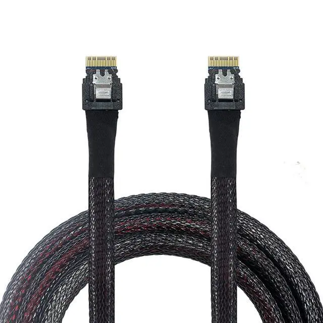 Alt view image 3 of 5 - Slimline SAS SFF-8654 4i 38P to SFF-8654 4i Server Cable  12Gbps High-Speed 10 Ohm Flat-to-Flat Internal Connection Cable (0.8M)