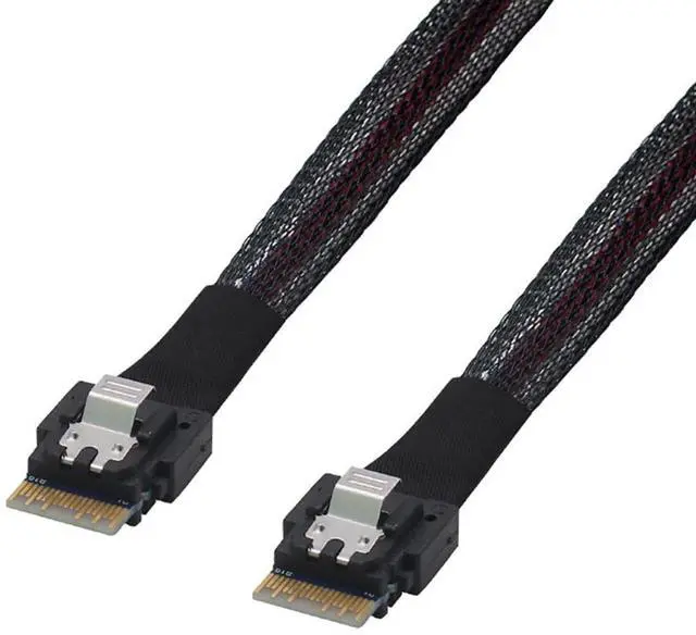 Alt view image 3 of 6 - Slimline SAS SFF-8654 4i 38P to SFF-8654 4i Server Cable \u2014 12Gbps High-Speed 10 Ohm Flat-to-Flat Internal Connection Cable (0.5M)