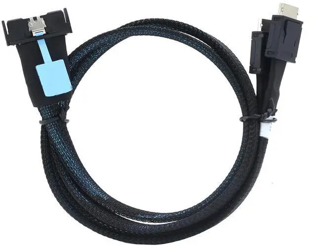 Alt view image 5 of 6 - Gen5 MCIO 8X 8I 74P to Dual Oculink SFF-8611 4i Server High-Speed Cable \u2014 PCIe 5.0 32Gbps Flat-to-Flat Internal Connection Cable, Black (0.5M)