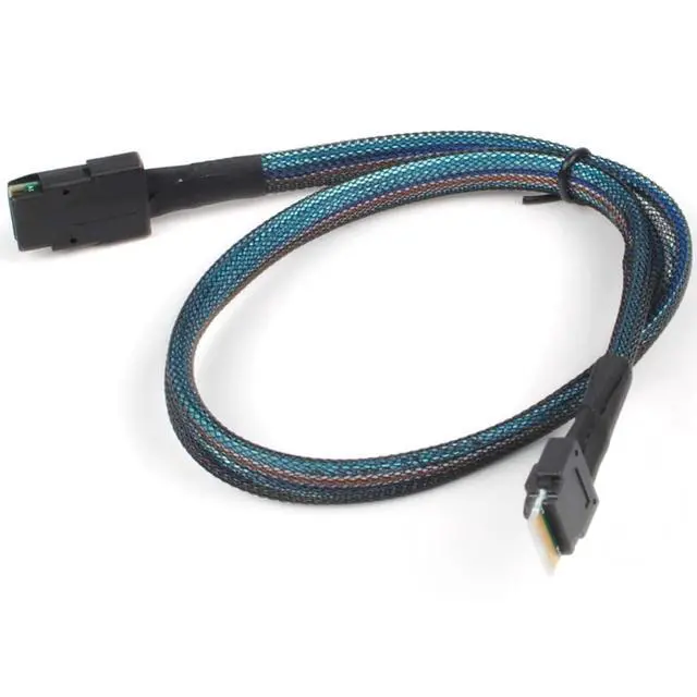 Alt view image 2 of 5 - Mini SAS 8087 to Slim SAS 8654 4i Internal High-Speed Cable \u2014 12Gbps 30AWG Flat to Flat Server Connection Cable, Black (1M)