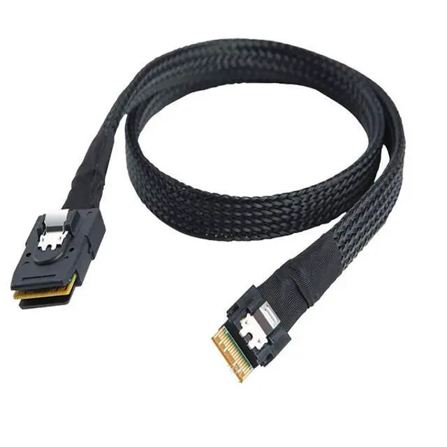 Alt view image 5 of 5 - Mini SAS 8087 to Slim SAS 8654 4i Internal High-Speed Cable \u2014 12Gbps 30AWG Flat to Flat Server Connection Cable, Black (1M)