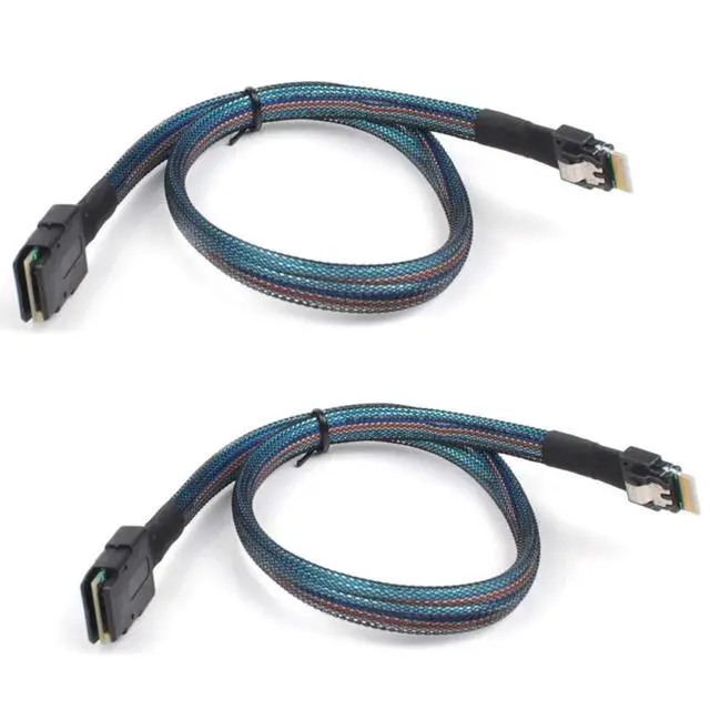 Alt view image 3 of 5 - Mini SAS 8087 to Slim SAS 8654 4i Internal High-Speed Cable \u2014 12Gbps 30AWG Flat to Flat Server Connection Cable, Black (1M)