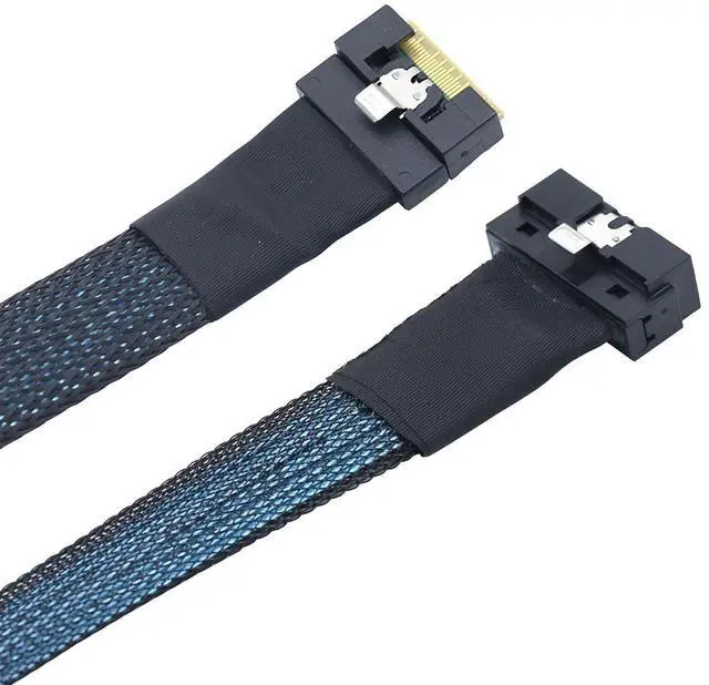 Alt view image 6 of 6 - PCIe SlimSAS LP Low Profile SFF-8654 8i to SFF-8654 8X Server Cable \u2014 24Gbps High-Speed 85 Ohm Internal Flat-to-Flat Connection Cable with Anti-Misplug Design, Black (0.5M)