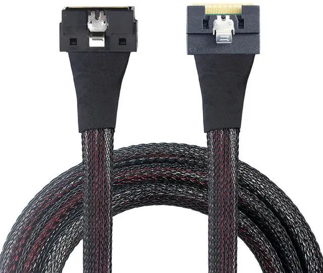 Alt view image 5 of 6 - PCIe SlimSAS LP Low Profile SFF-8654 8i to SFF-8654 8X Server Cable \u2014 24Gbps High-Speed 85 Ohm Internal Flat-to-Flat Connection Cable with Anti-Misplug Design, Black (0.5M)