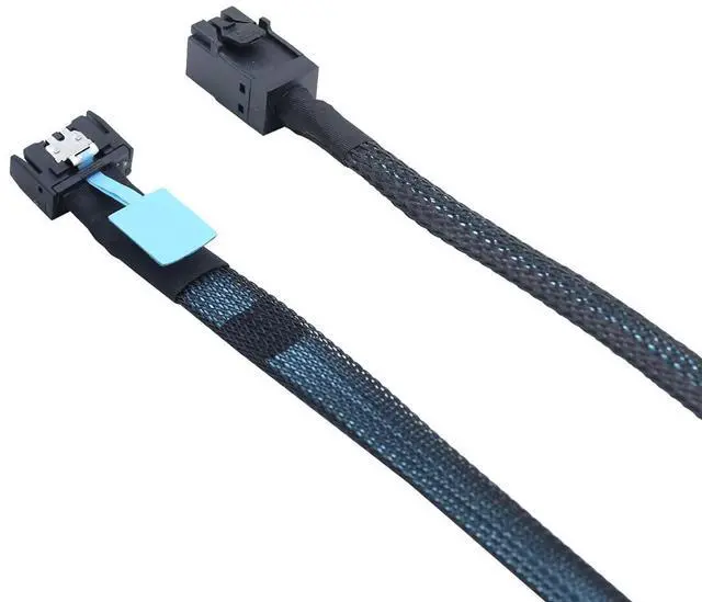 Alt view image 6 of 6 - Gen5 MCIO Slimline SFF-8654 4i to HD SFF-8643 Server Data Cable \u2013 12Gbps High Speed 85 Ohm Black Flat Connector (0.8M)