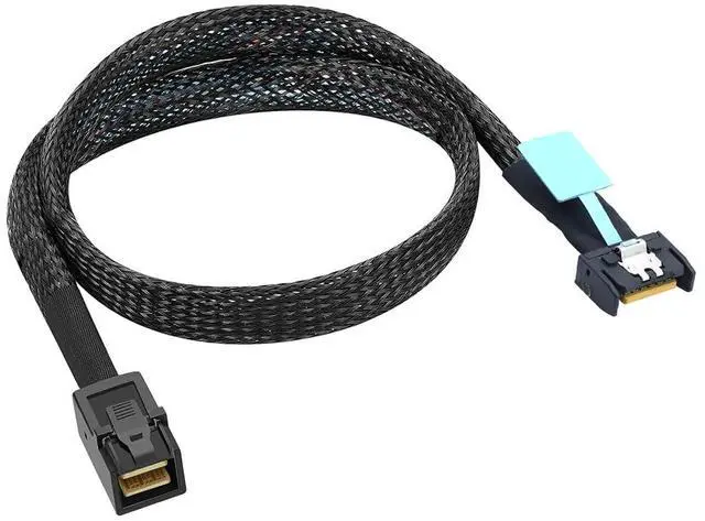 Alt view image 3 of 6 - Gen5 MCIO Slimline SFF-8654 4i to HD SFF-8643 Server Data Cable \u2013 12Gbps High Speed 85 Ohm Black Flat Connector (0.8M)