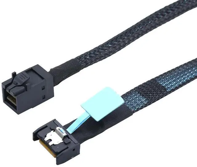 Alt view image 4 of 6 - Gen5 MCIO Slimline SFF-8654 4i to HD SFF-8643 Server Data Cable \u2013 12Gbps High Speed 85 Ohm Black Flat Connector (0.8M)