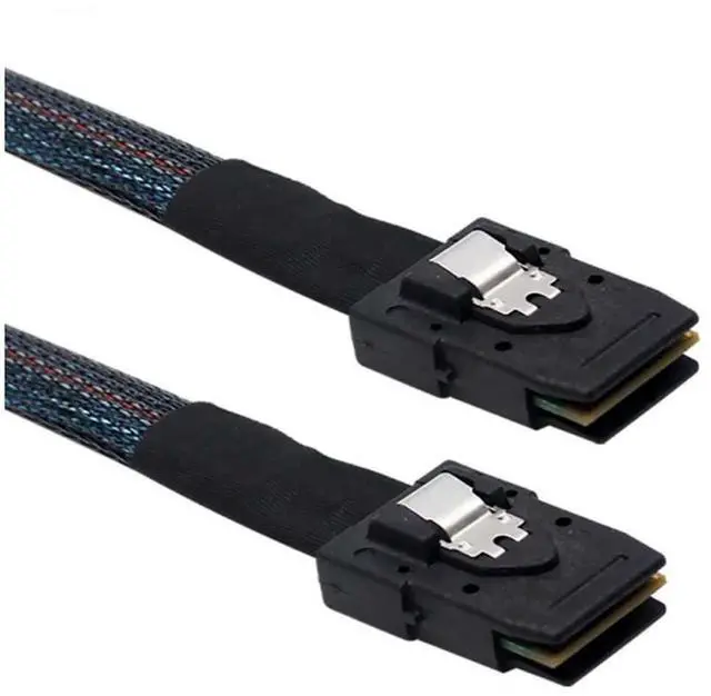 Main image of Mini SAS SFF-8087 to Mini SAS SFF-8087 Internal Server Cable  12Gbps High Speed 30AWG Data Cable, Black Flat Connector (1M)