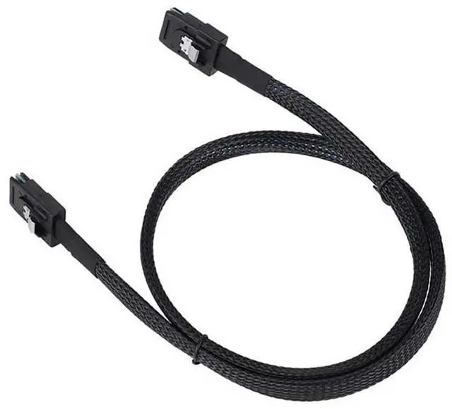 Alt view image 2 of 5 - Mini SAS SFF-8087 to Mini SAS SFF-8087 Internal Server Cable  12Gbps High Speed 30AWG Data Cable, Black Flat Connector (1M)