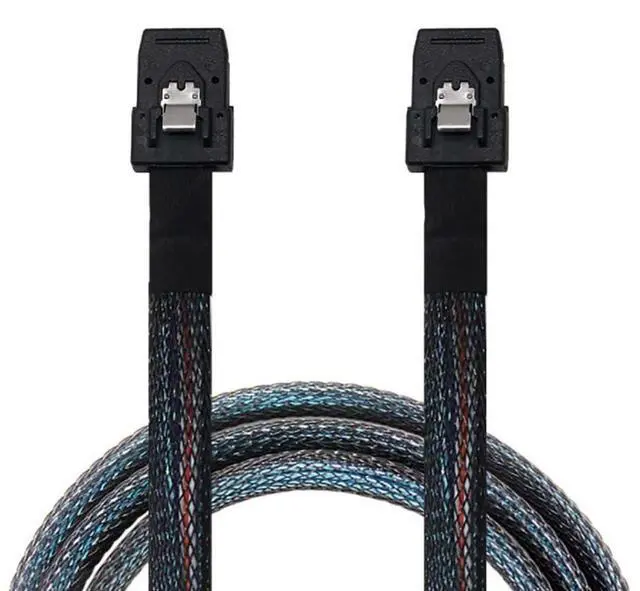 Alt view image 3 of 5 - Mini SAS SFF-8087 to Mini SAS SFF-8087 Internal Server Cable  12Gbps High Speed 30AWG Data Cable, Black Flat Connector (1M)