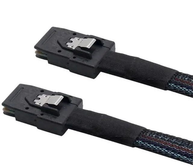 Alt view image 4 of 5 - Mini SAS SFF-8087 to Mini SAS SFF-8087 Internal Server Cable  12Gbps High Speed 30AWG Data Cable, Black Flat Connector (1M)