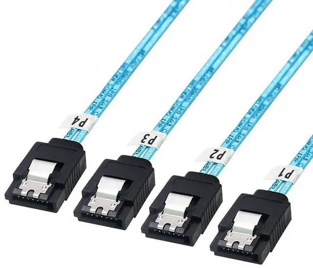 Alt view image 5 of 6 - SAS 4.0 4X SATA to 4X SATA Cable 90° Right Angle \u2013 12Gbps High-Speed SSD Hard Drive Data Cable, 30AWG Copper Wire, Server Motherboard Connection (0.5m)