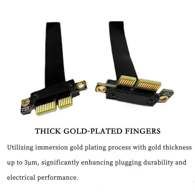 Alt view image 3 of 7 - PCIe 3.0 x1 Riser Extension Cable 90 Degree Reverse PCIe x1 to x1 Adapter with Gold-Plated Connector, Flexible PE Cable for GPU, Sound Card, Network Card (15cm)