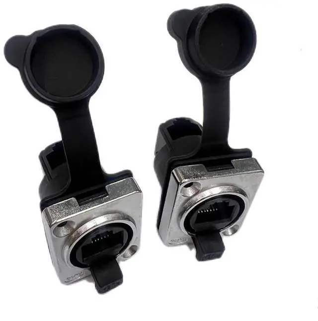 Alt view image 6 of 7 - RJ45 Shielded Panel Mount Connector Waterproof Cat6/Cat5e Ethernet Female to Female Coupler, 8P8C Network Socket with Gold-Plated Contacts and Thermoplastic Housing (2)